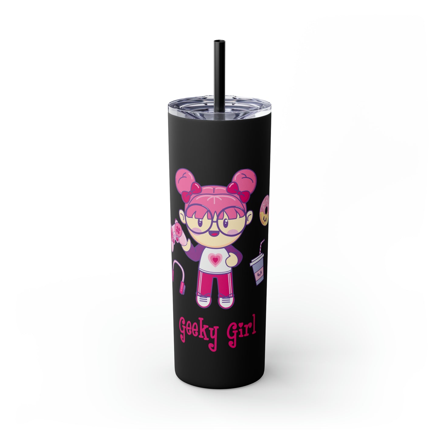 Geek Girl - Skinny Tumbler with Straw, 20oz