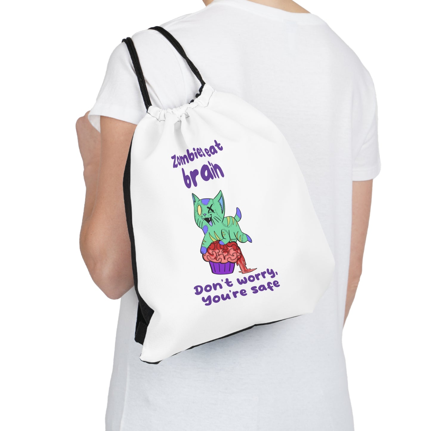 Zombie Cat -Outdoor Drawstring Bag