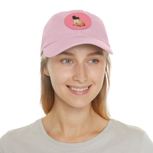 Pug - Dad Hat with Leather Patch (Round)