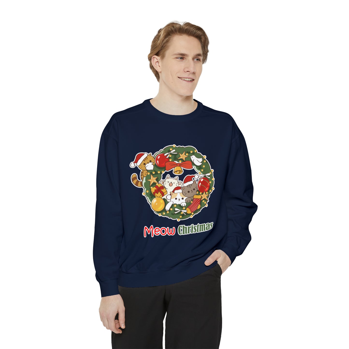 Meow Christmas - Unisex Garment-Dyed Sweatshirt