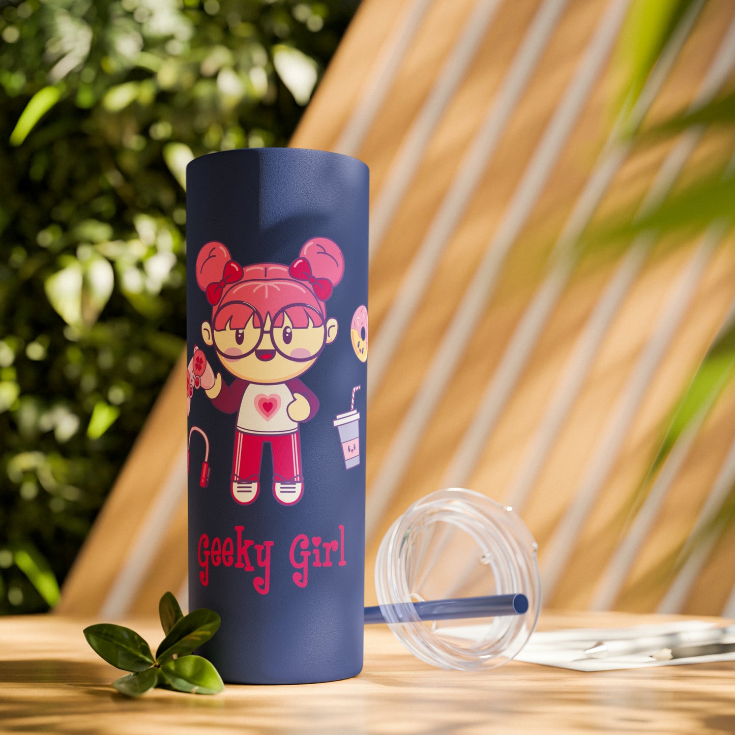 Geek Girl - Skinny Tumbler with Straw, 20oz