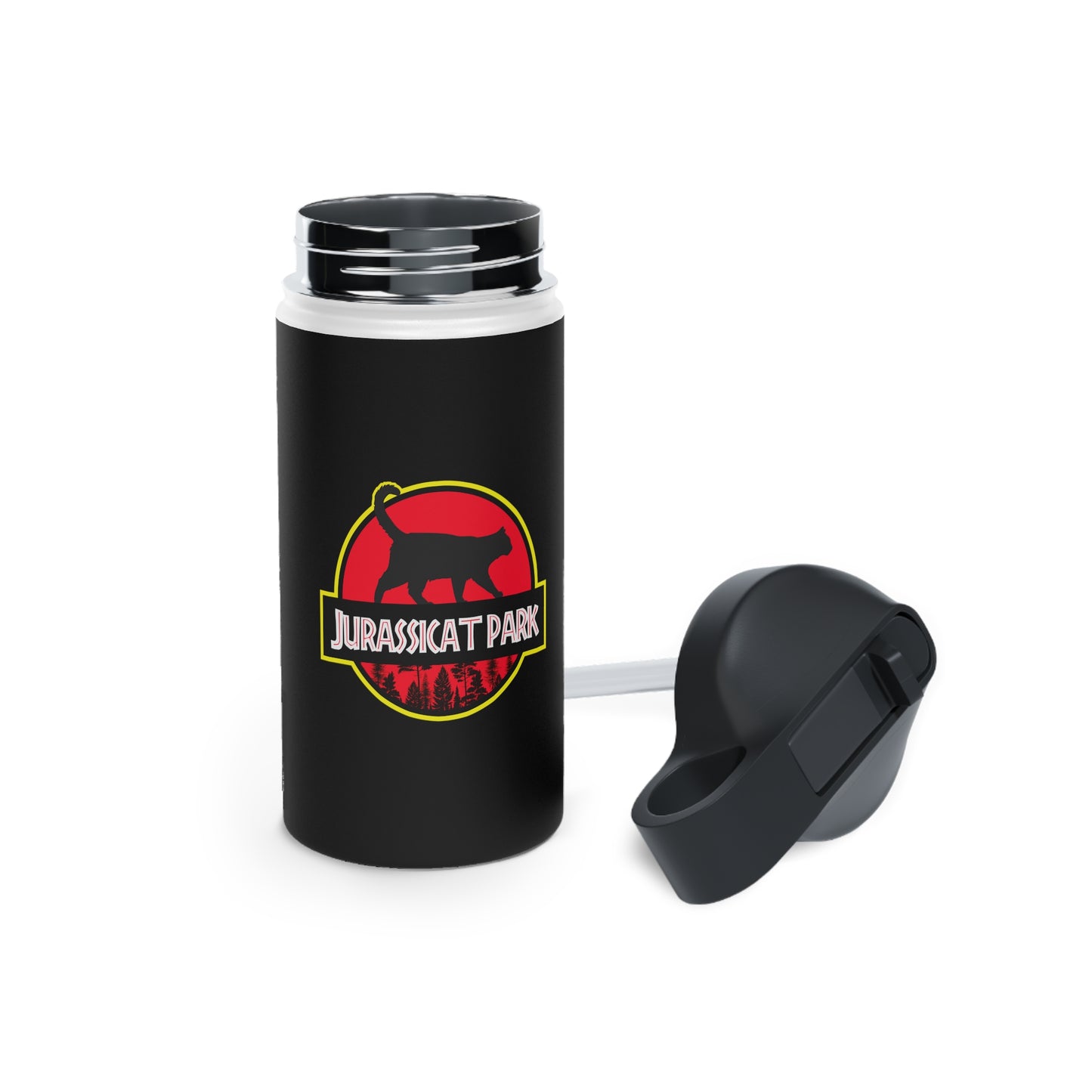 Jurassicat Park - Stainless Steel Water Bottle, Standard Lid