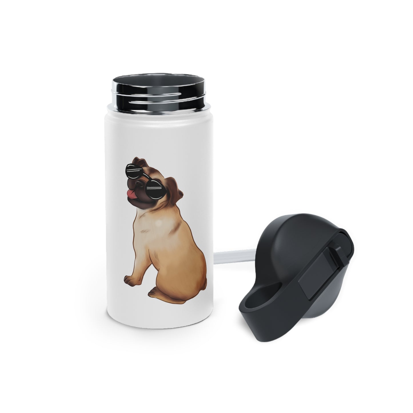 Pug - Stainless Steel Water Bottle, Standard Lid