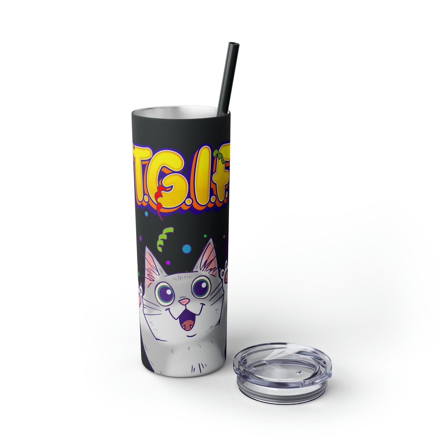 TGIF - Skinny Tumbler with Straw, 20oz