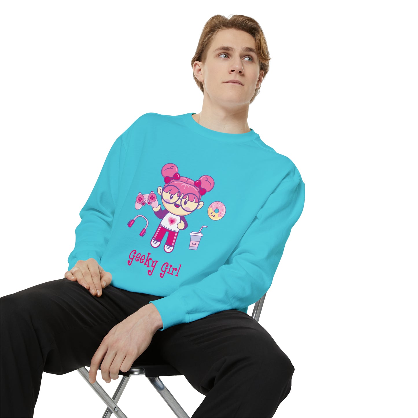 Geek Girl - Unisex Garment-Dyed Sweatshirt