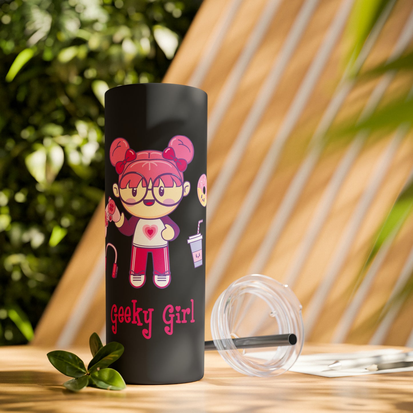 Geek Girl - Skinny Tumbler with Straw, 20oz