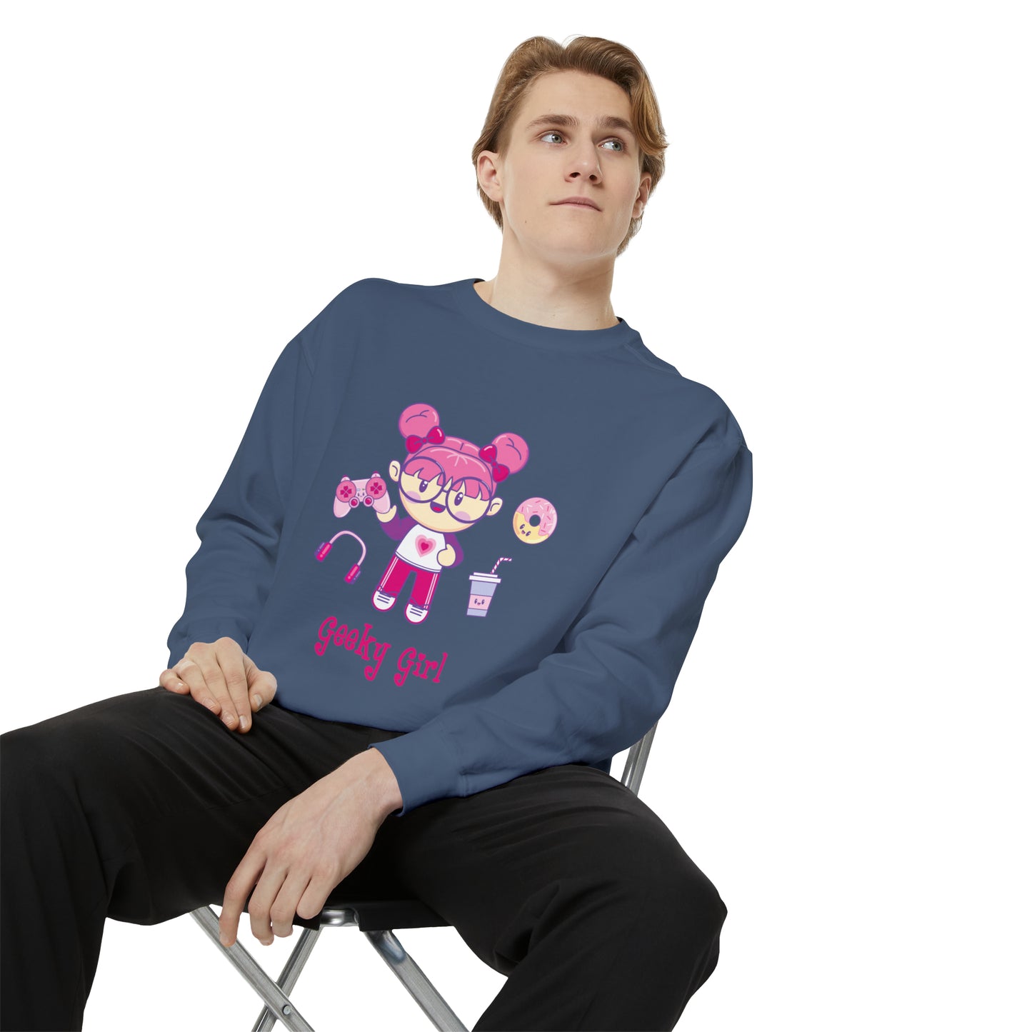 Geek Girl - Unisex Garment-Dyed Sweatshirt