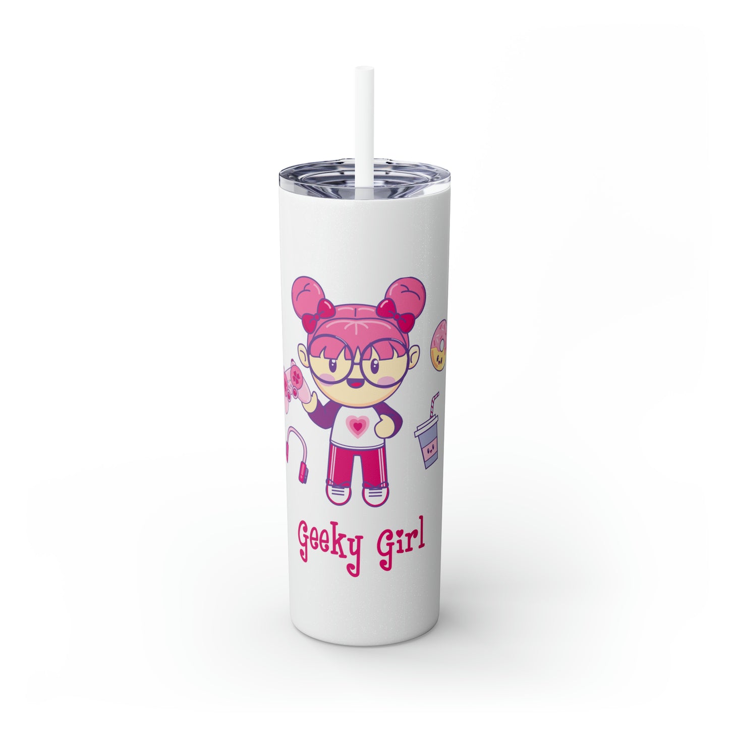 Geek Girl - Skinny Tumbler with Straw, 20oz