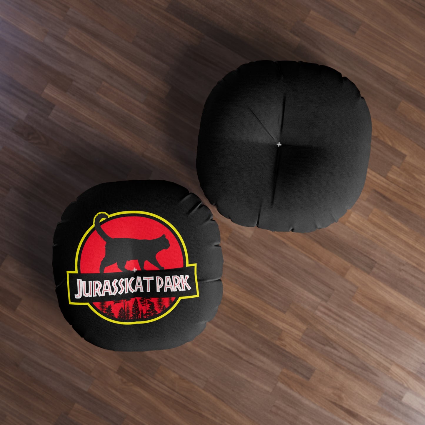 Jurassicat Park - Tufted Floor Pillow, Round