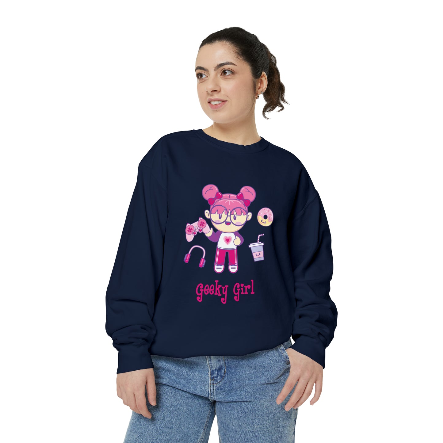 Geek Girl - Unisex Garment-Dyed Sweatshirt