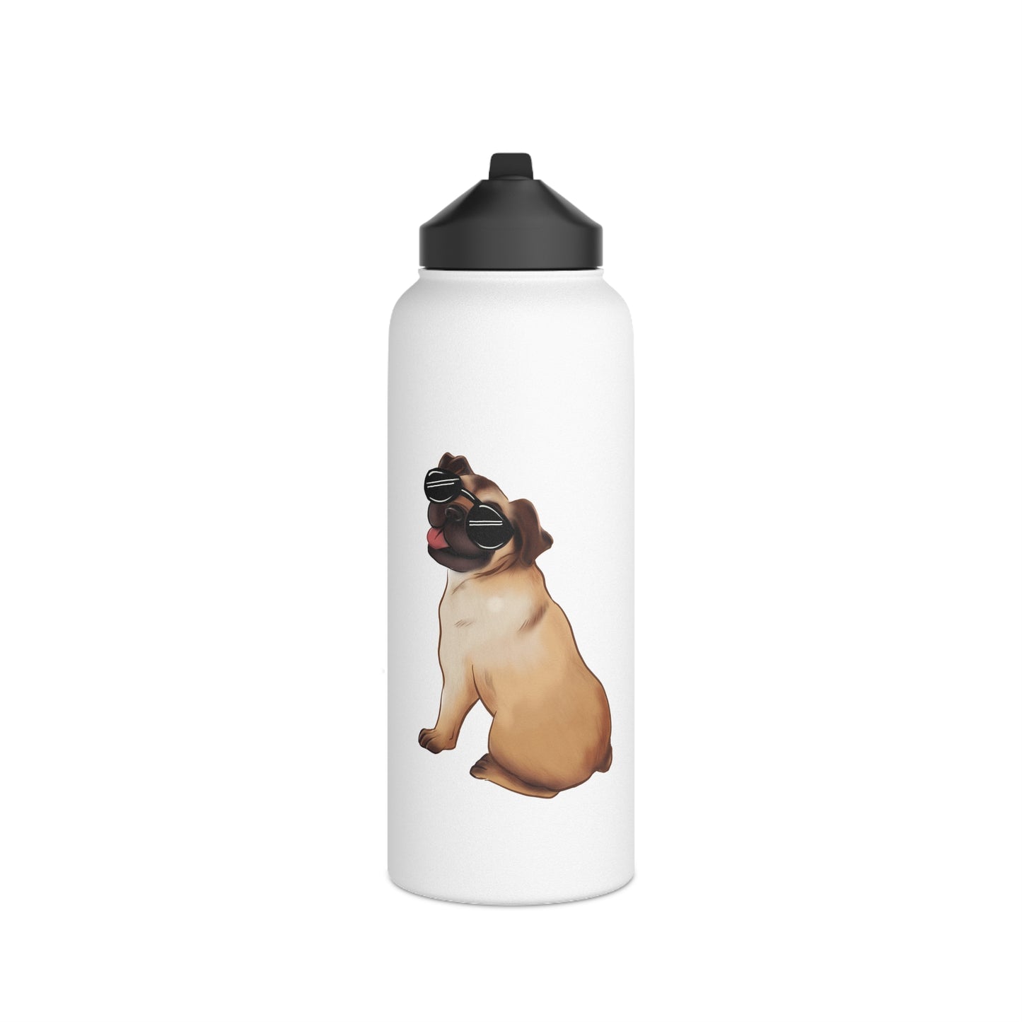 Pug - Stainless Steel Water Bottle, Standard Lid