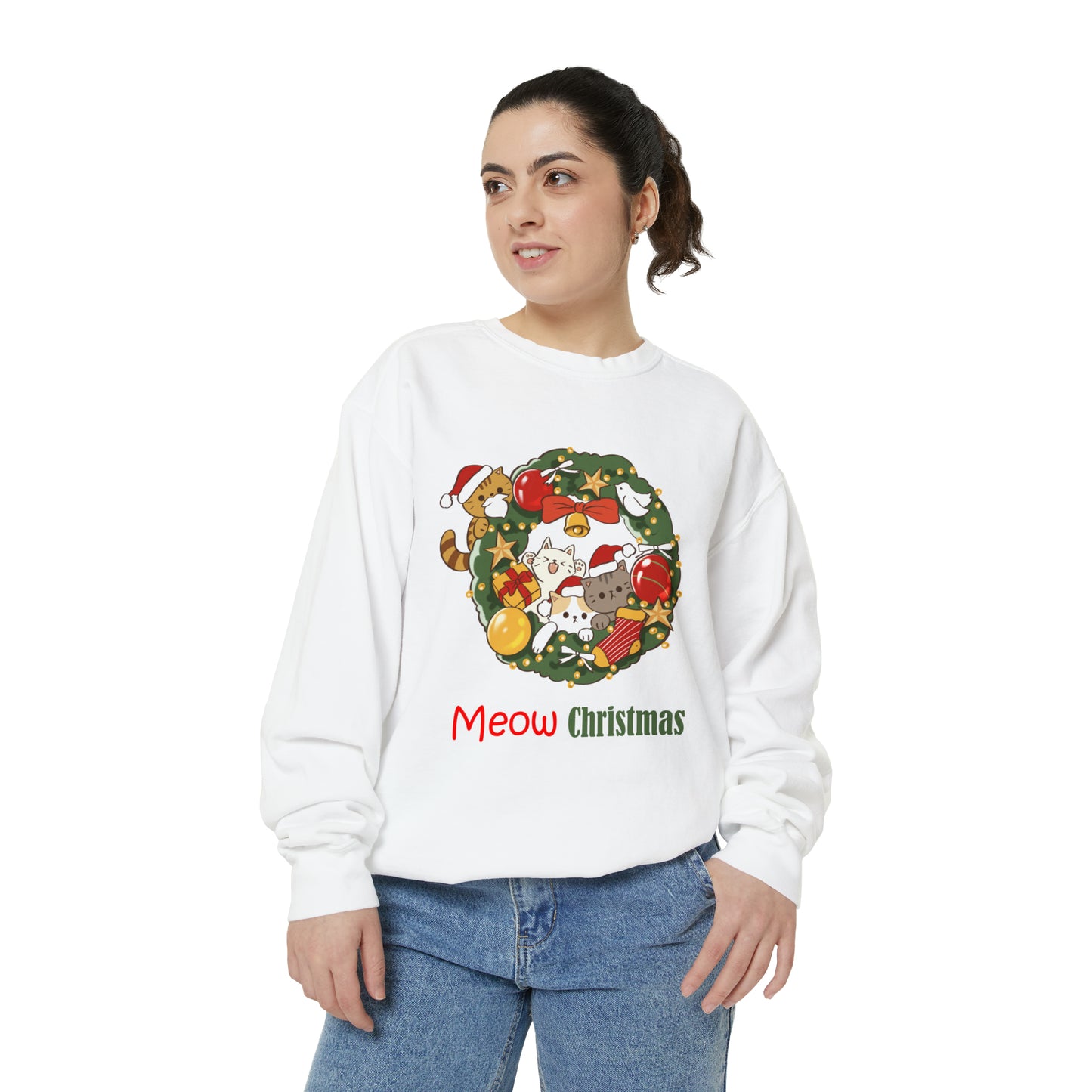 Meow Christmas - Unisex Garment-Dyed Sweatshirt