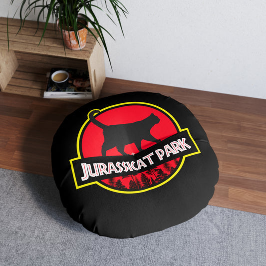 Jurassicat Park - Tufted Floor Pillow, Round