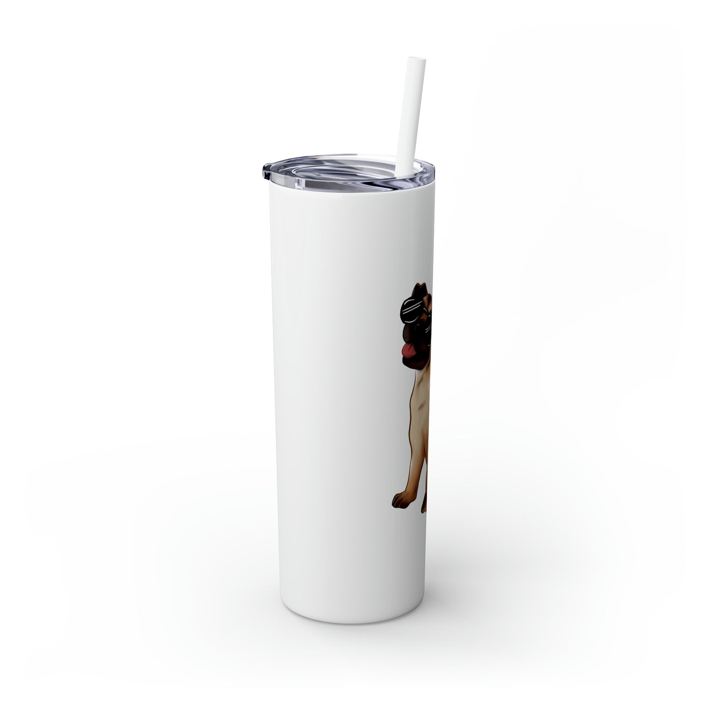 Pug - Skinny Tumbler with Straw, 20oz