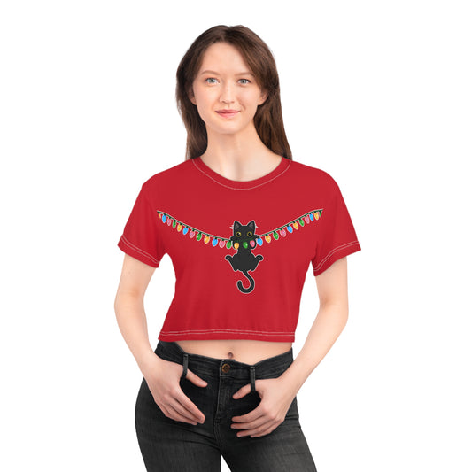 Meow Christmas - Crop Tee (AOP)