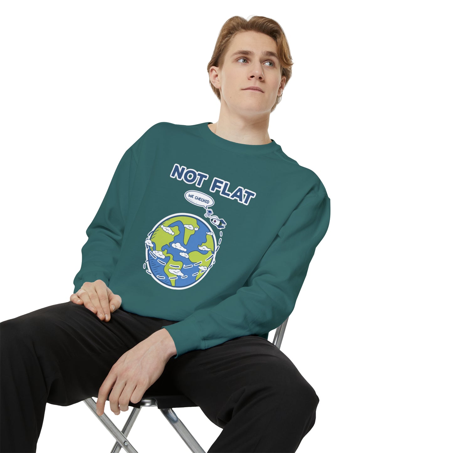 Flat Earth - Unisex Garment-Dyed Sweatshirt