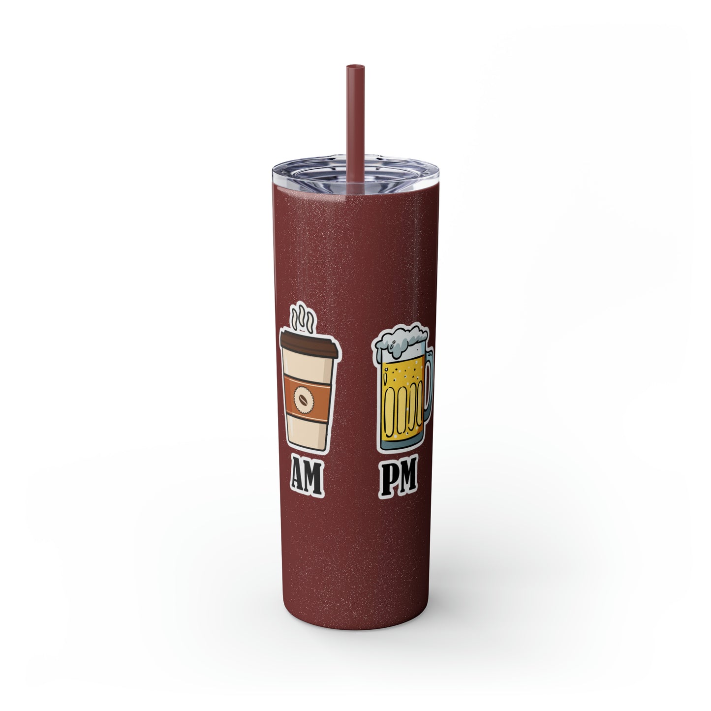 AM/PM - Skinny Tumbler with Straw, 20oz