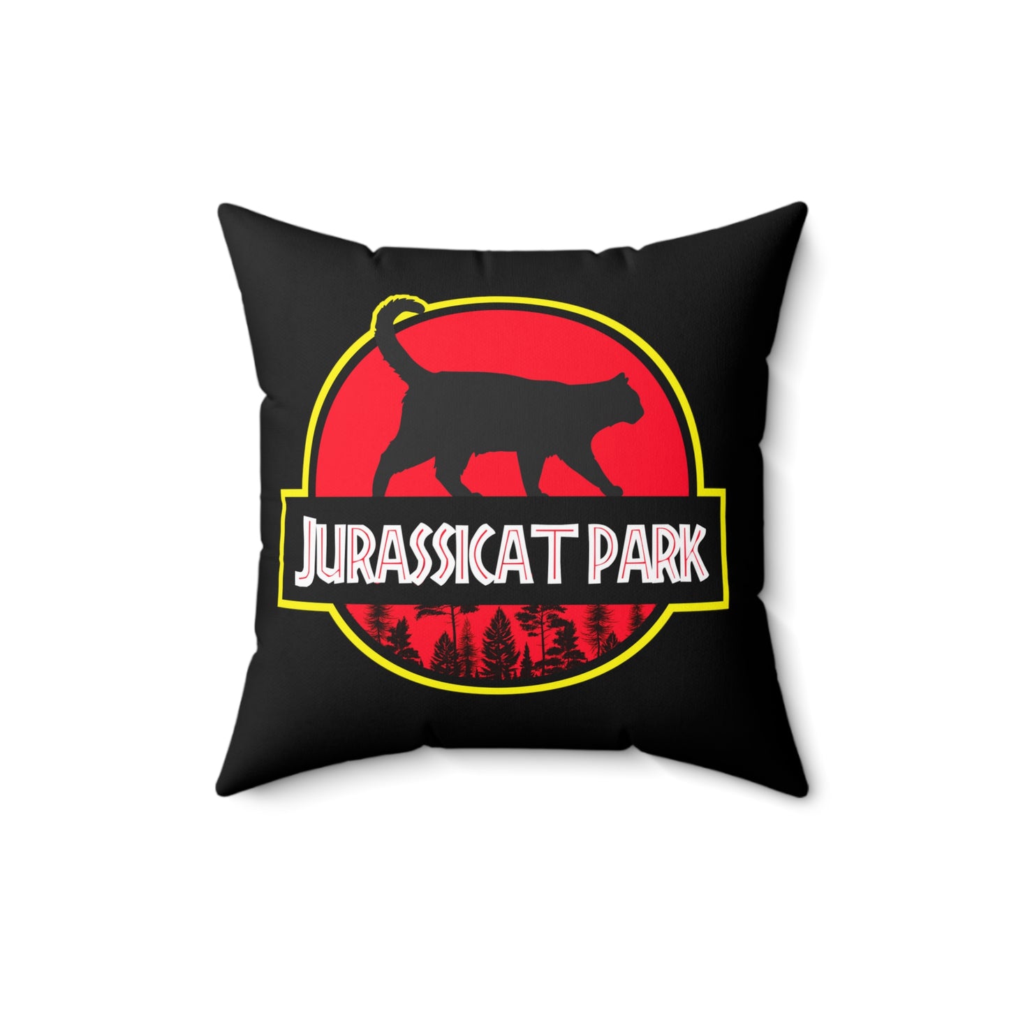 Jurassicat Park - Spun Polyester Square Pillow