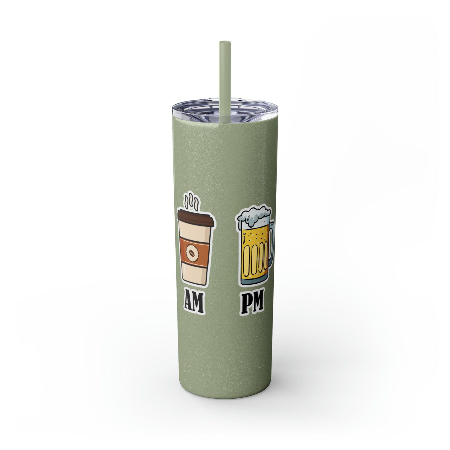 AM/PM - Skinny Tumbler with Straw, 20oz