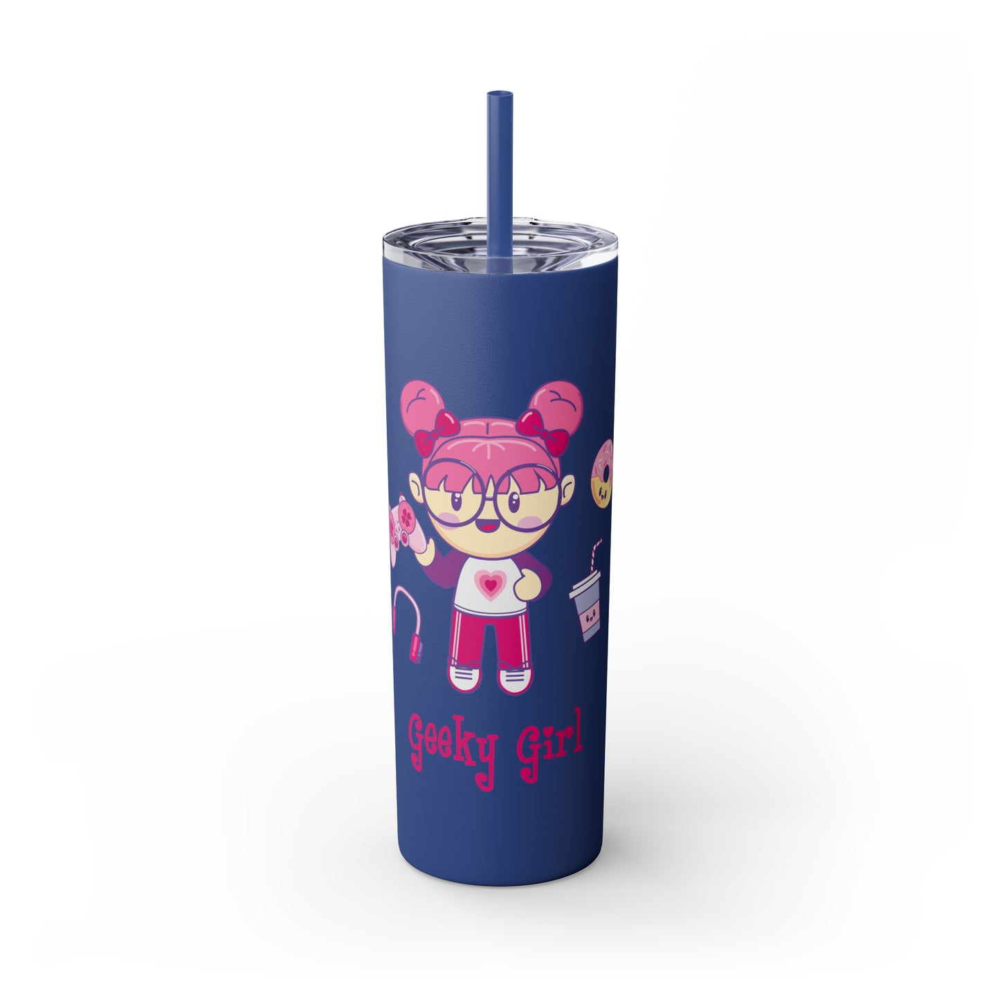 Geek Girl - Skinny Tumbler with Straw, 20oz