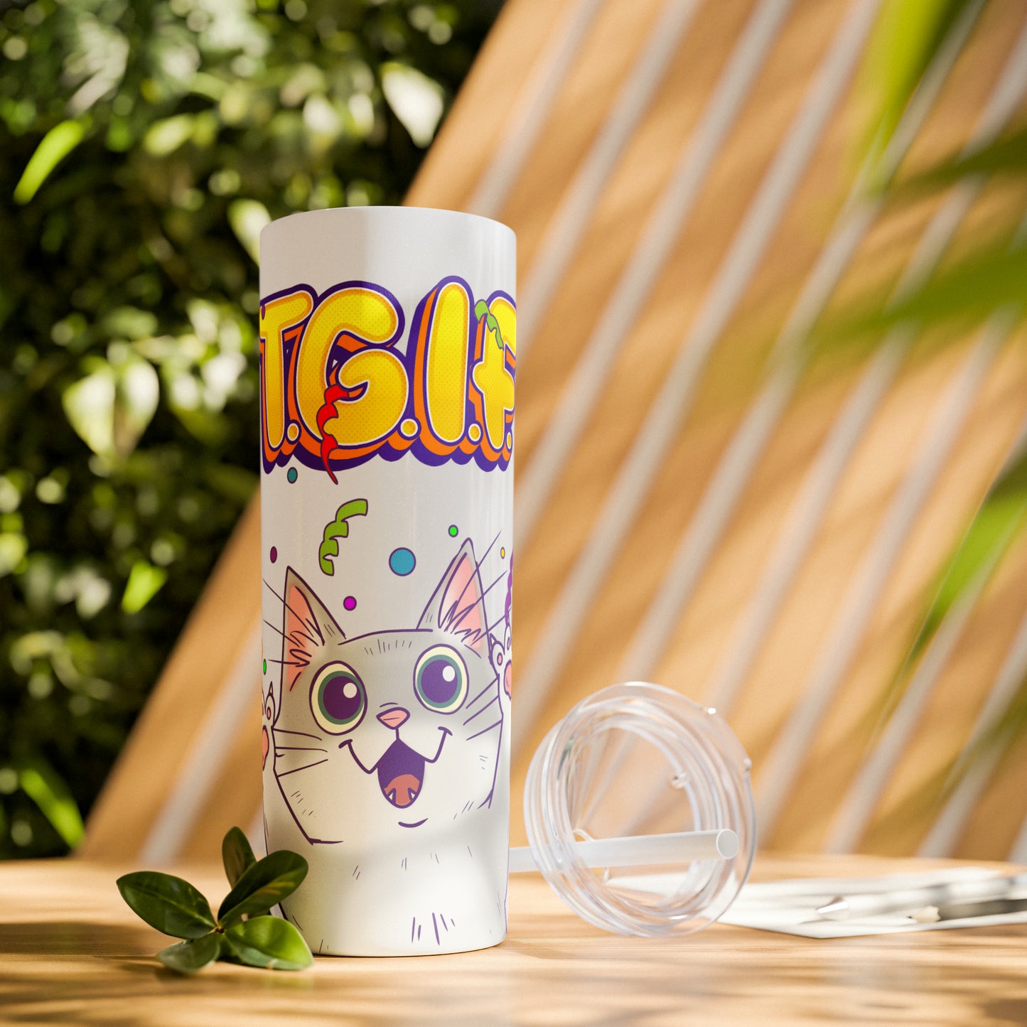 TGIF - Skinny Tumbler with Straw, 20oz