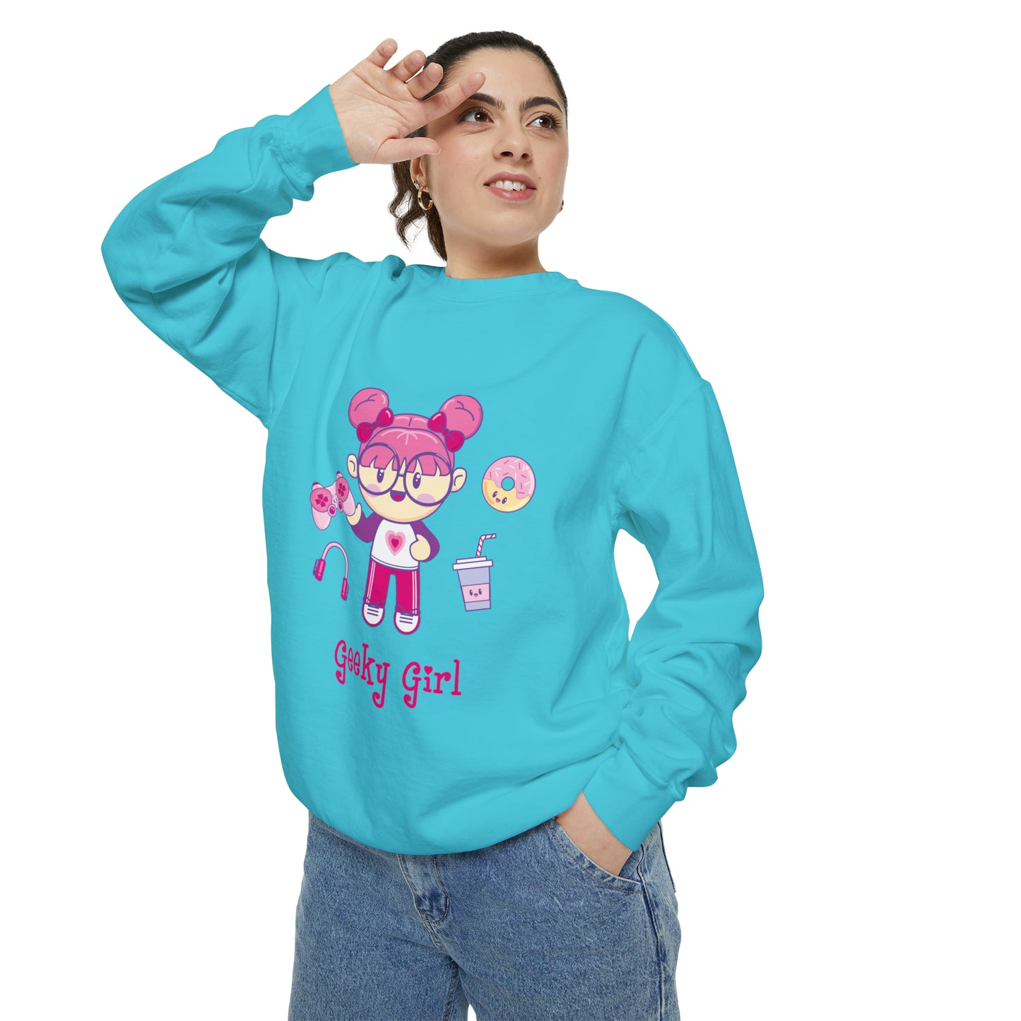 Geek Girl - Unisex Garment-Dyed Sweatshirt