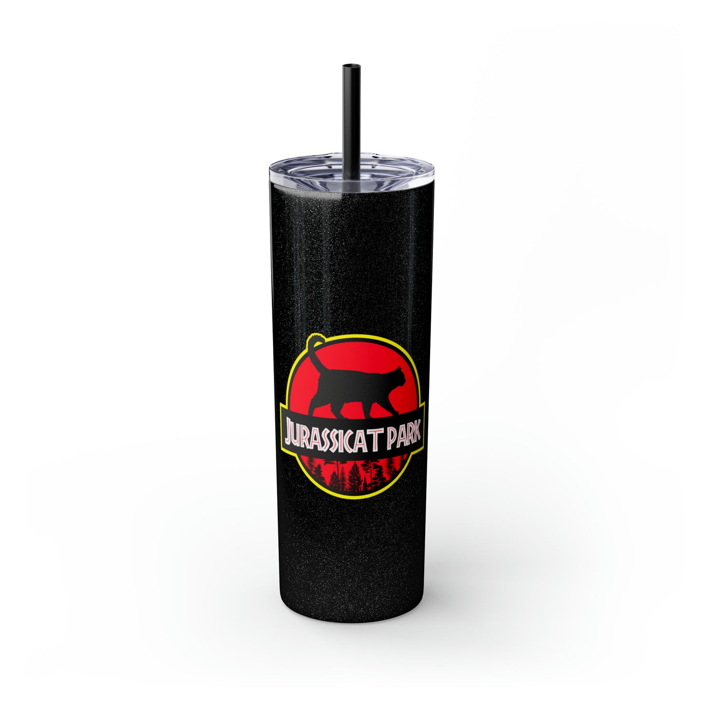 Jurassicat Park - Skinny Tumbler with Straw, 20oz