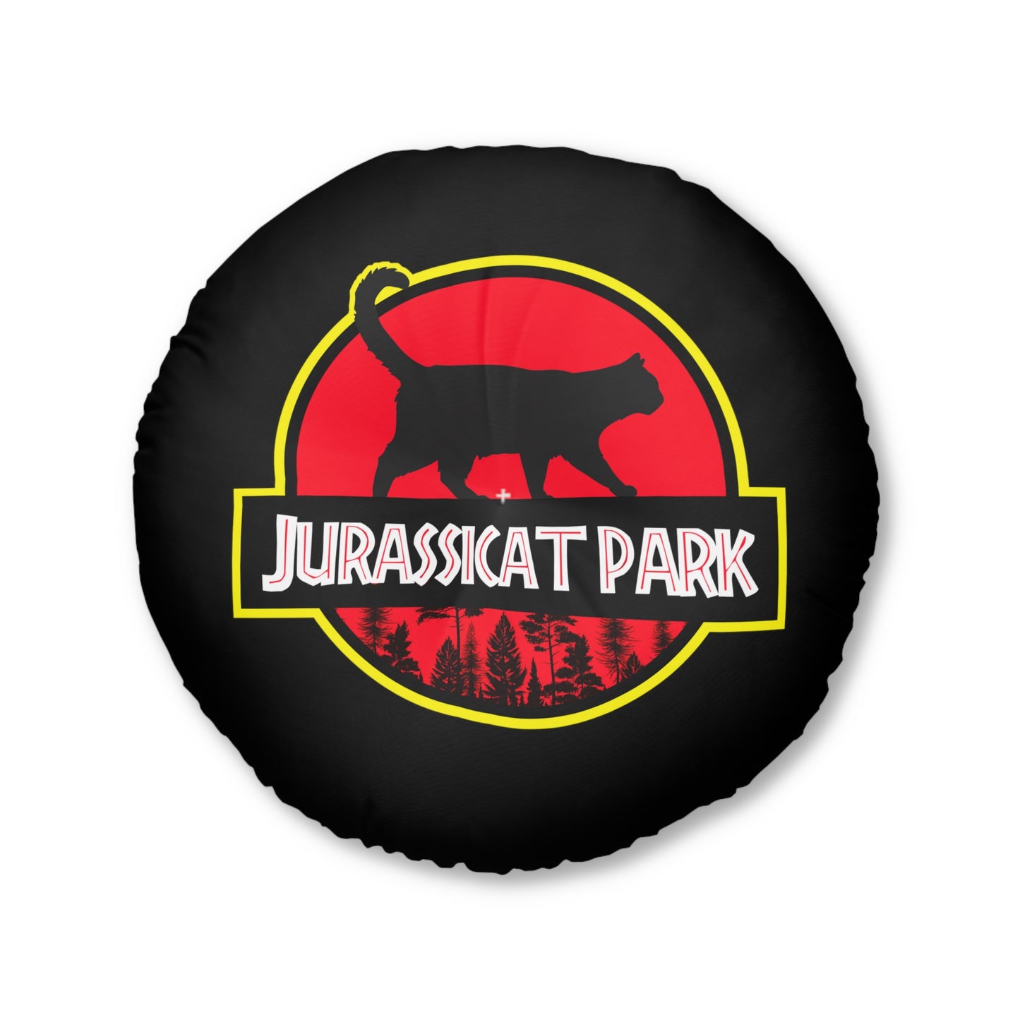 Jurassicat Park - Tufted Floor Pillow, Round