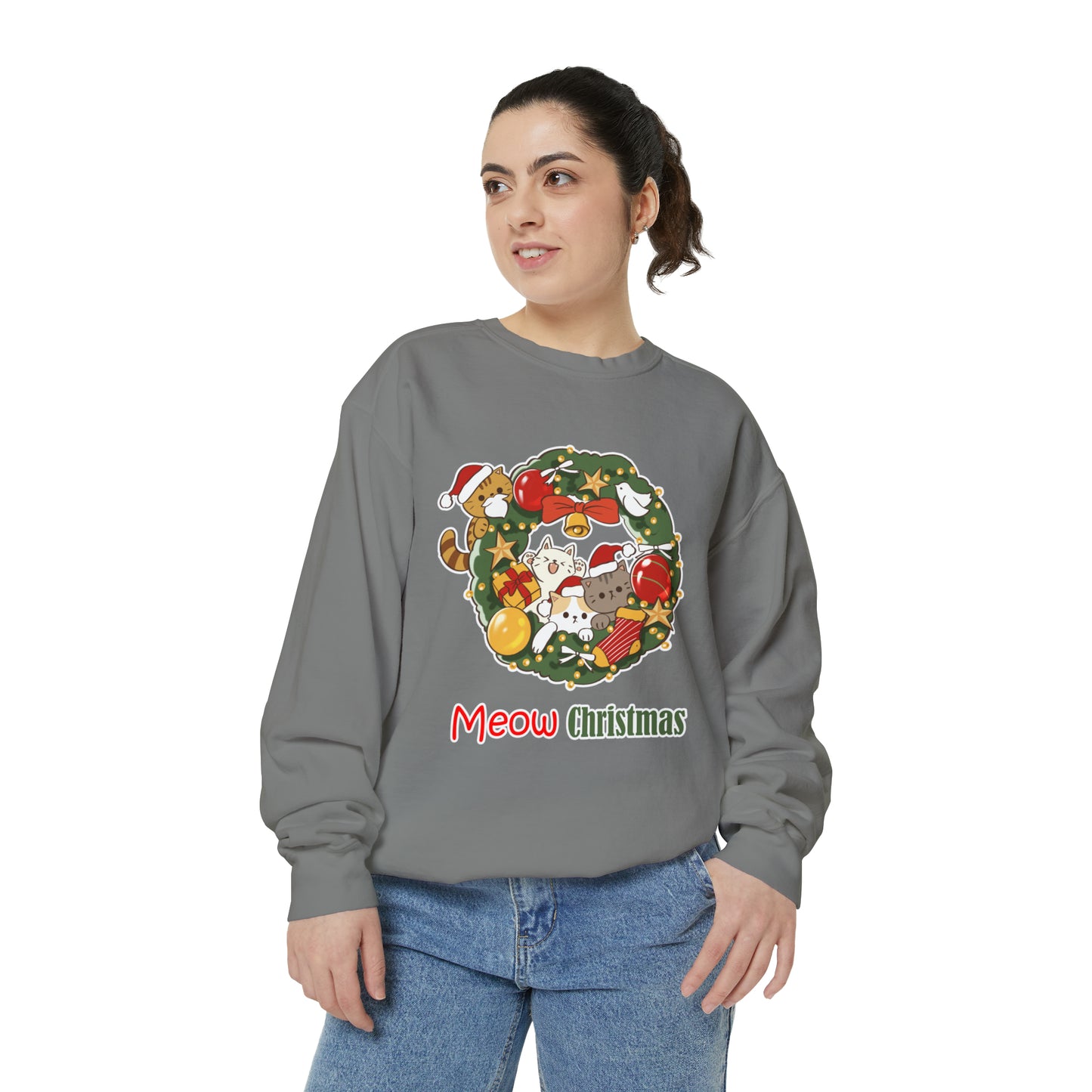 Meow Christmas - Unisex Garment-Dyed Sweatshirt