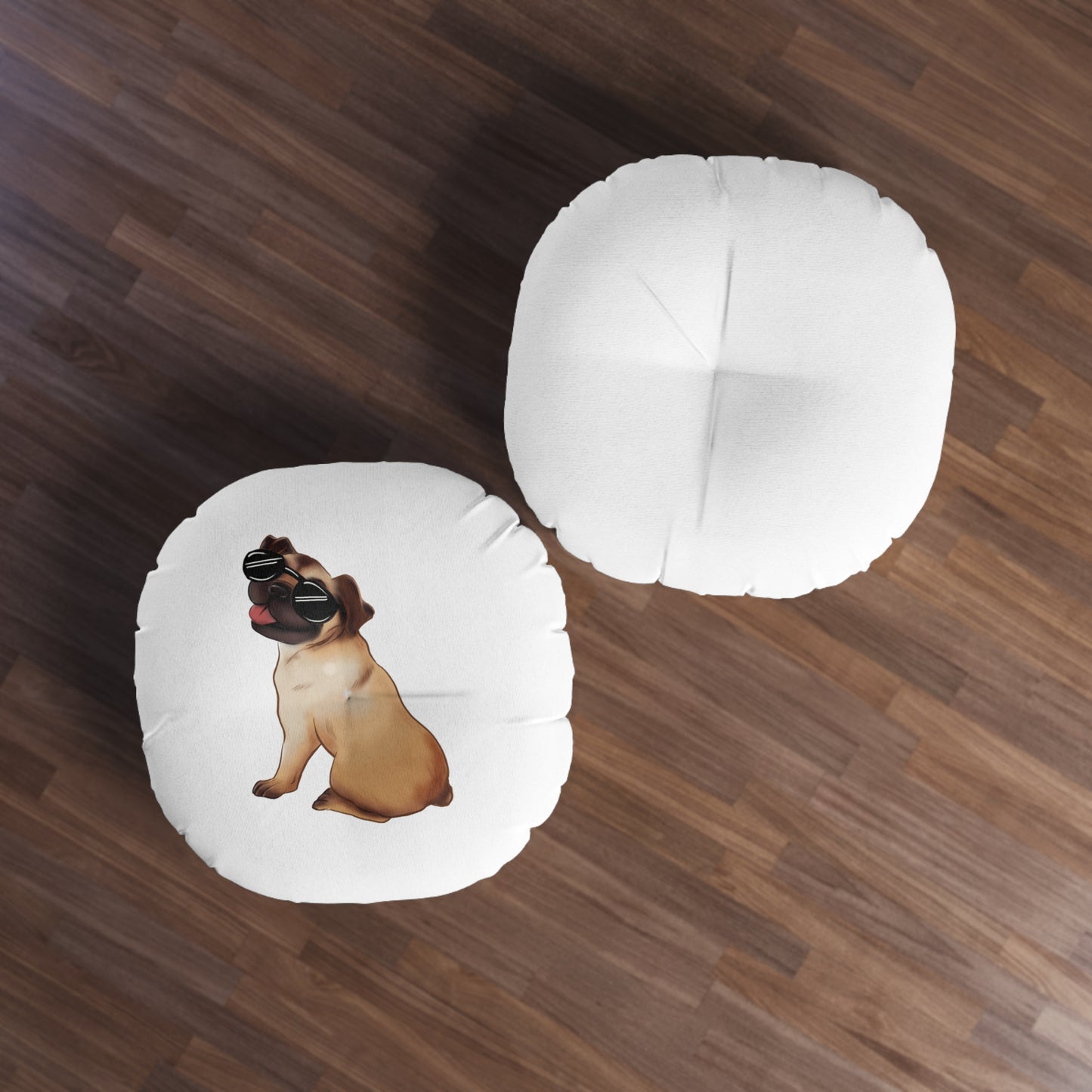 Pug - Tufted Floor Pillow, Round