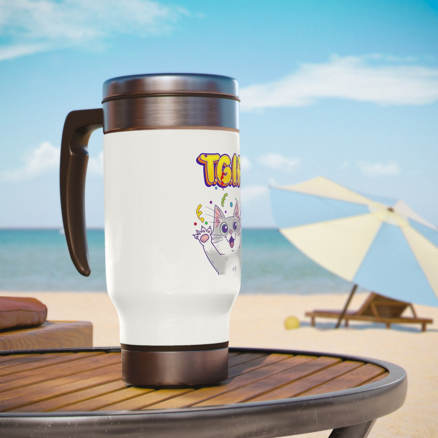 TGIF - Stainless Steel Travel Mug with Handle, 14oz