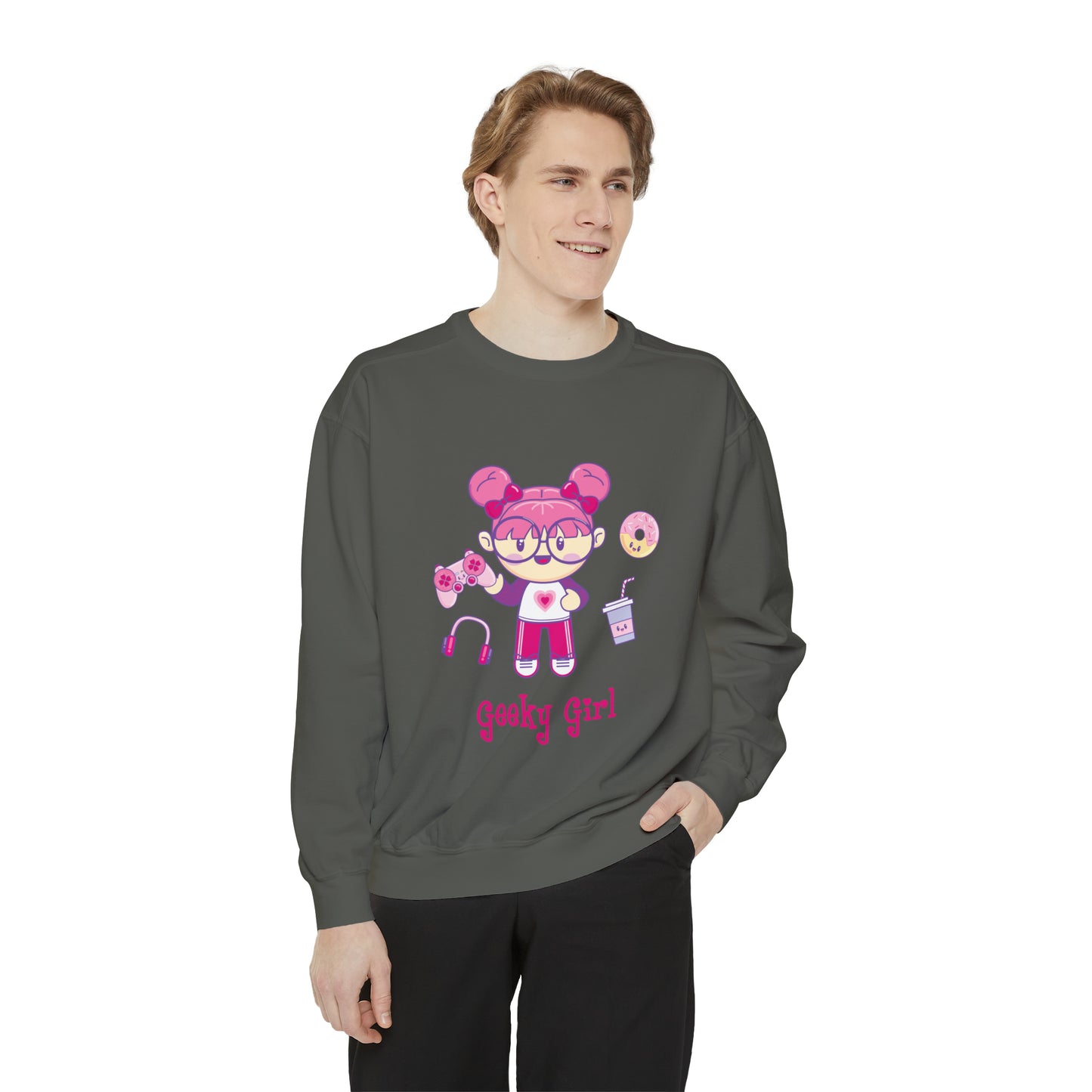 Geek Girl - Unisex Garment-Dyed Sweatshirt