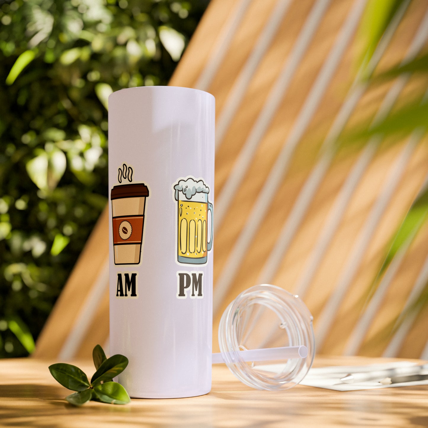 AM/PM - Skinny Tumbler with Straw, 20oz