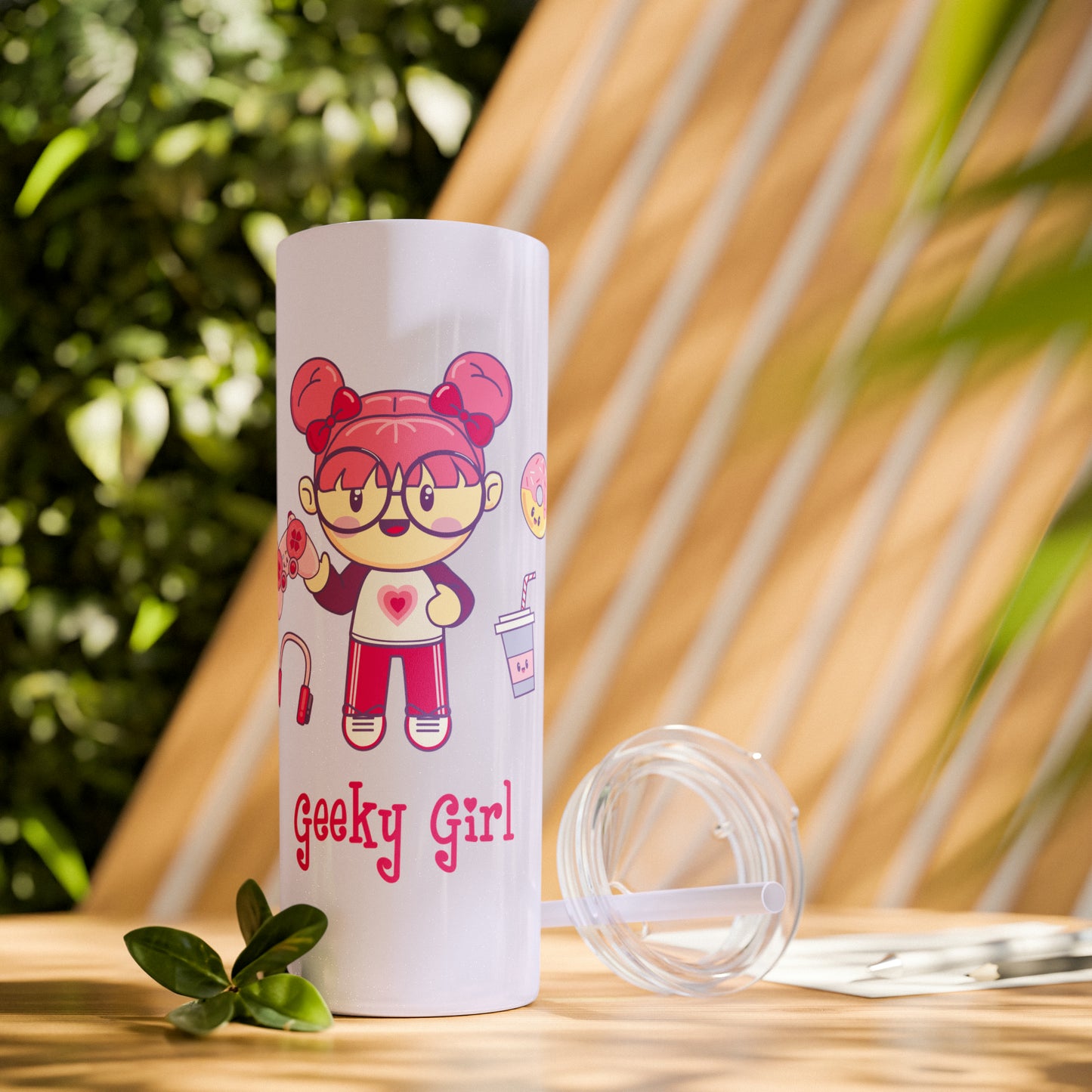 Geek Girl - Skinny Tumbler with Straw, 20oz