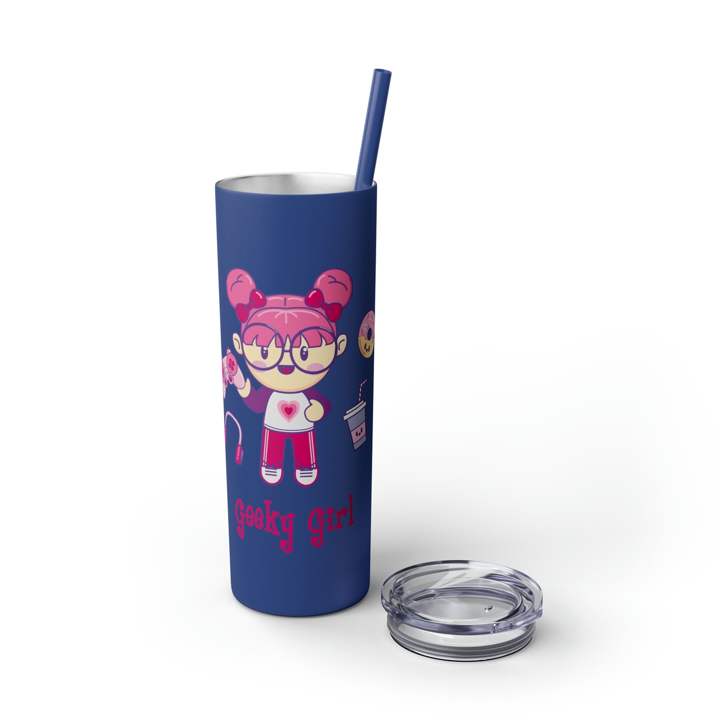 Geek Girl - Skinny Tumbler with Straw, 20oz