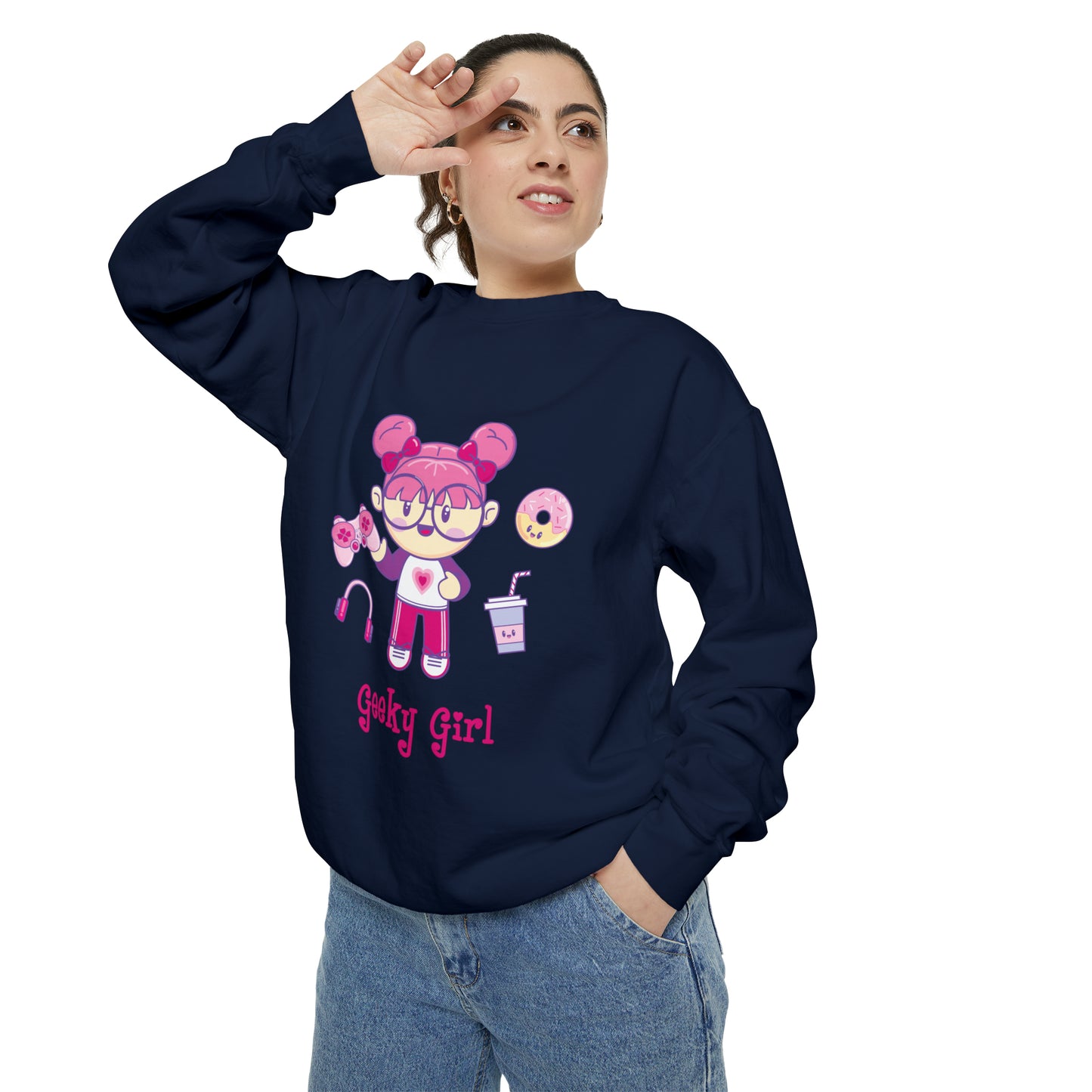 Geek Girl - Unisex Garment-Dyed Sweatshirt