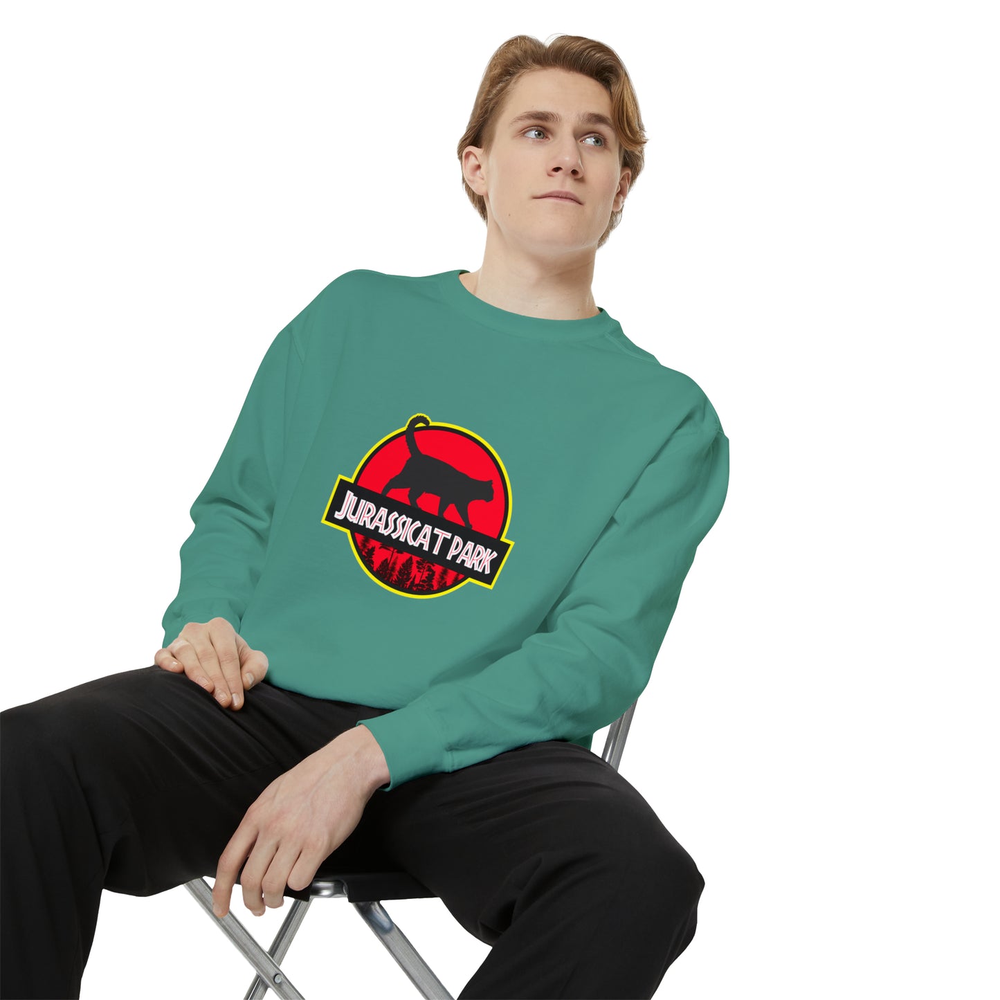 Jurassicat Park - Unisex Garment-Dyed Sweatshirt