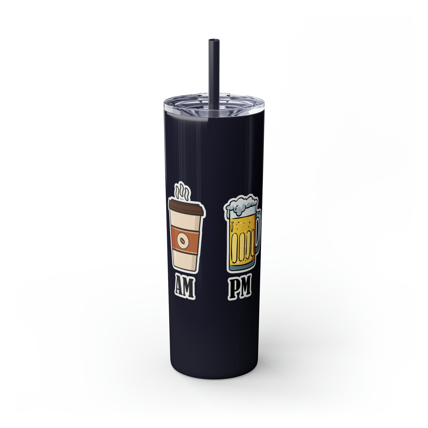 AM/PM - Skinny Tumbler with Straw, 20oz