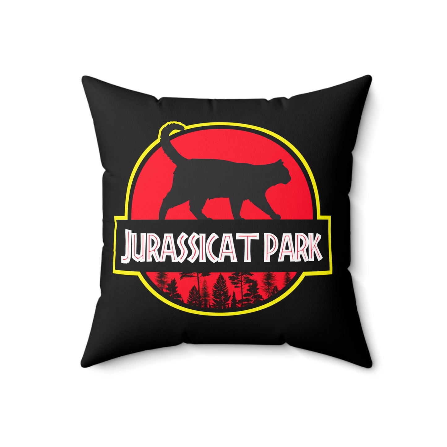 Jurassicat Park - Spun Polyester Square Pillow