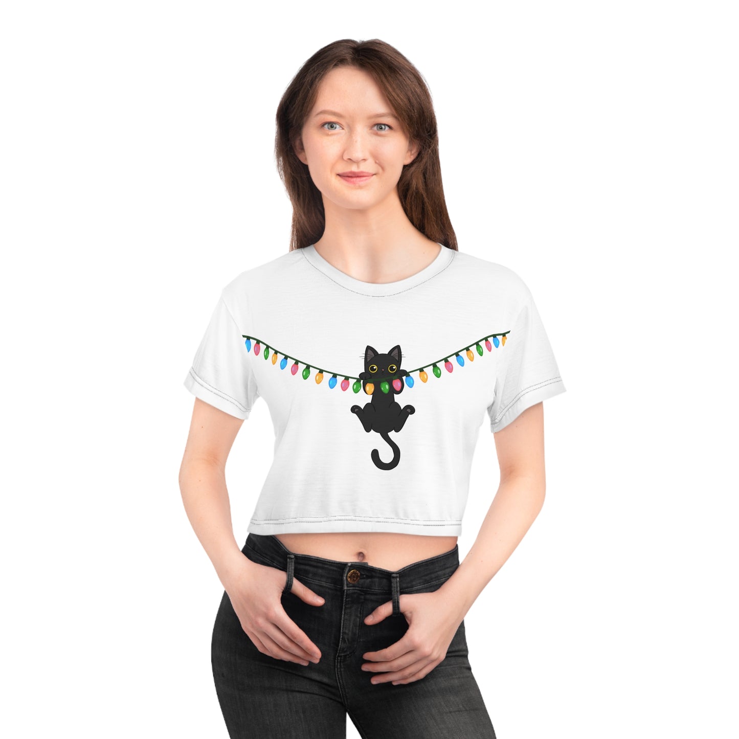 Meow Christmas - Crop Tee (AOP)