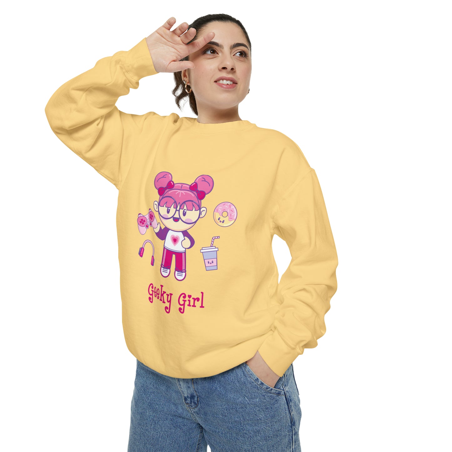 Geek Girl - Unisex Garment-Dyed Sweatshirt