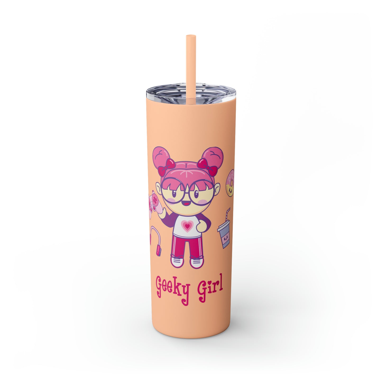 Geek Girl - Skinny Tumbler with Straw, 20oz