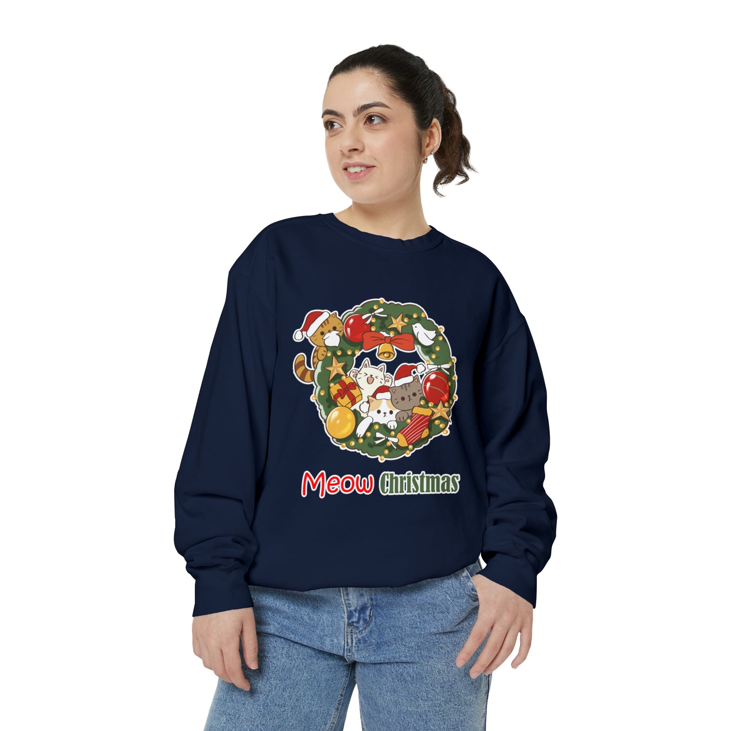 Meow Christmas - Unisex Garment-Dyed Sweatshirt