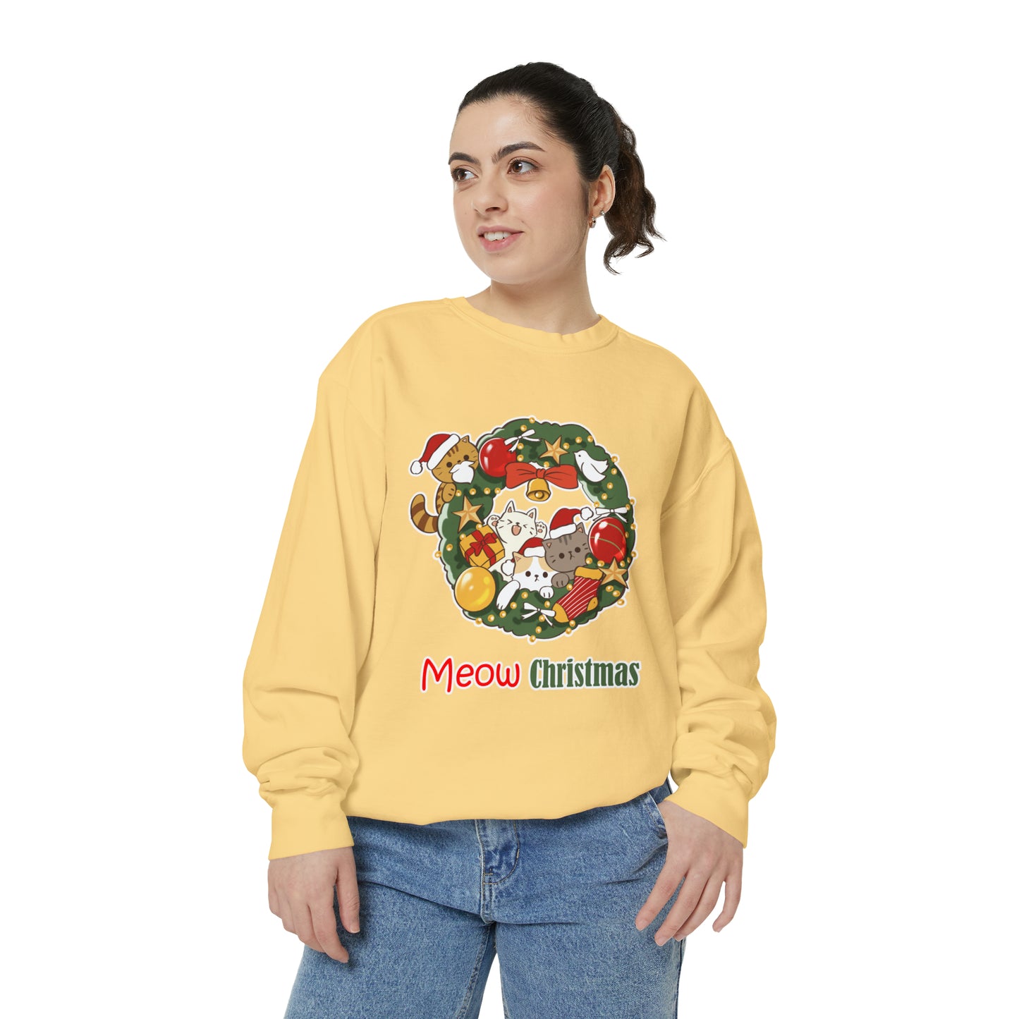 Meow Christmas - Unisex Garment-Dyed Sweatshirt