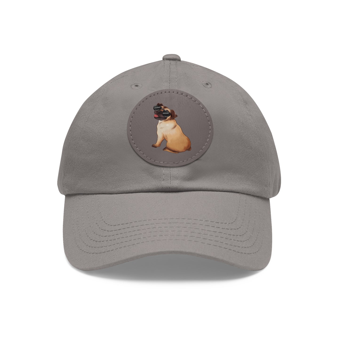 Pug - Dad Hat with Leather Patch (Round)