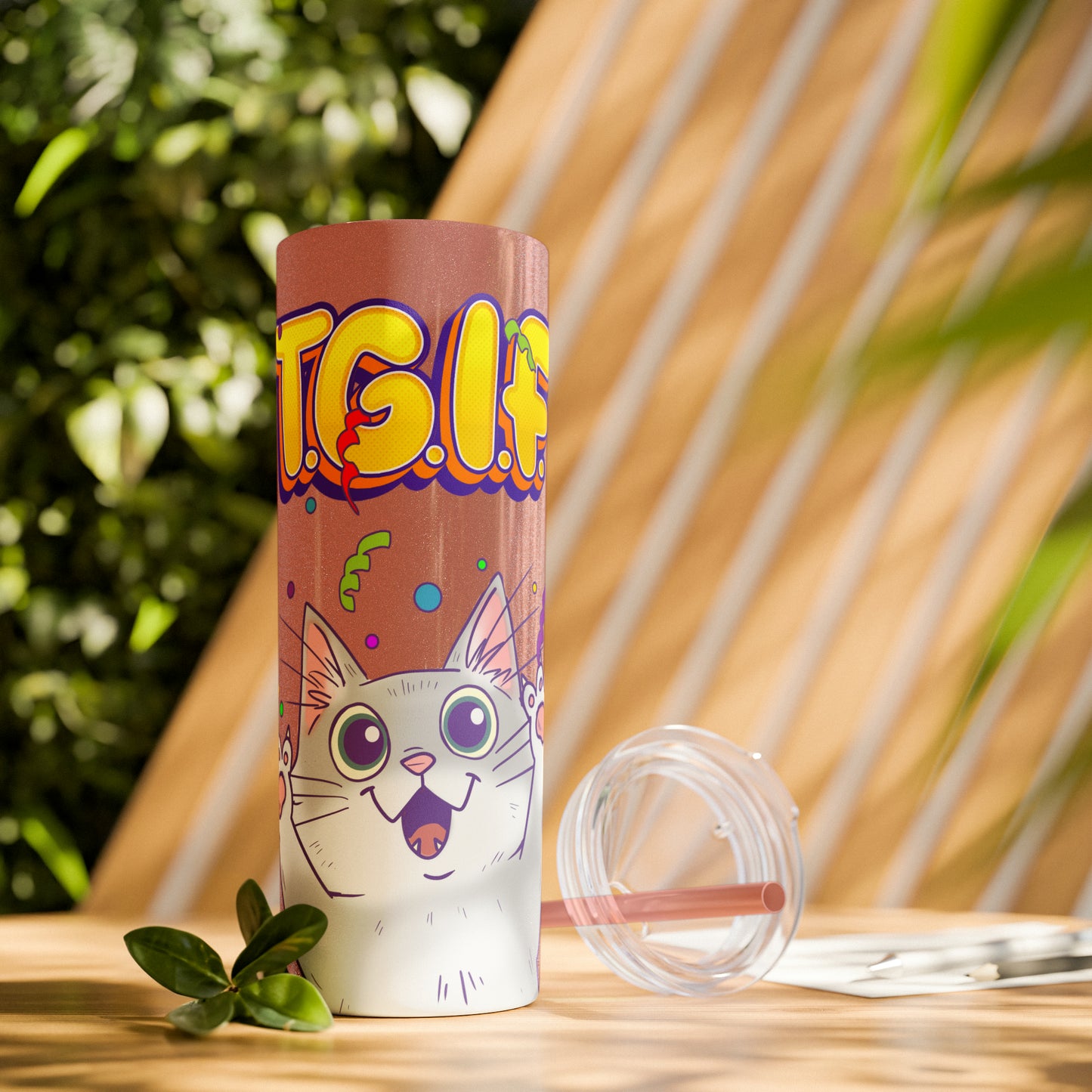 TGIF - Skinny Tumbler with Straw, 20oz