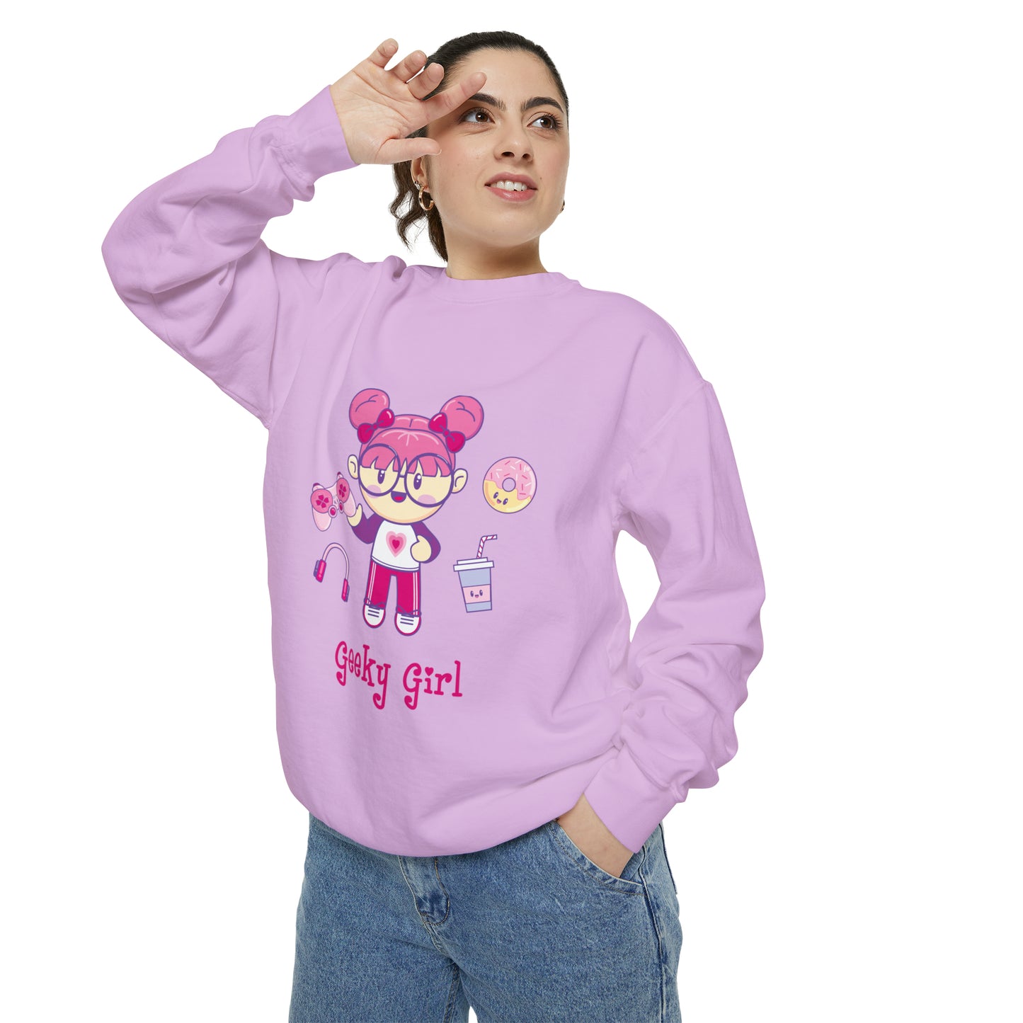 Geek Girl - Unisex Garment-Dyed Sweatshirt