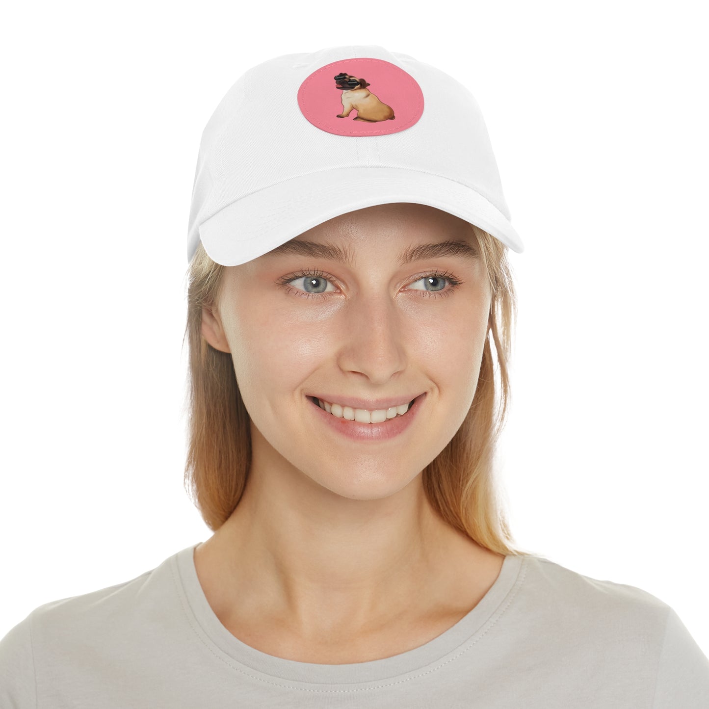 Pug - Dad Hat with Leather Patch (Round)