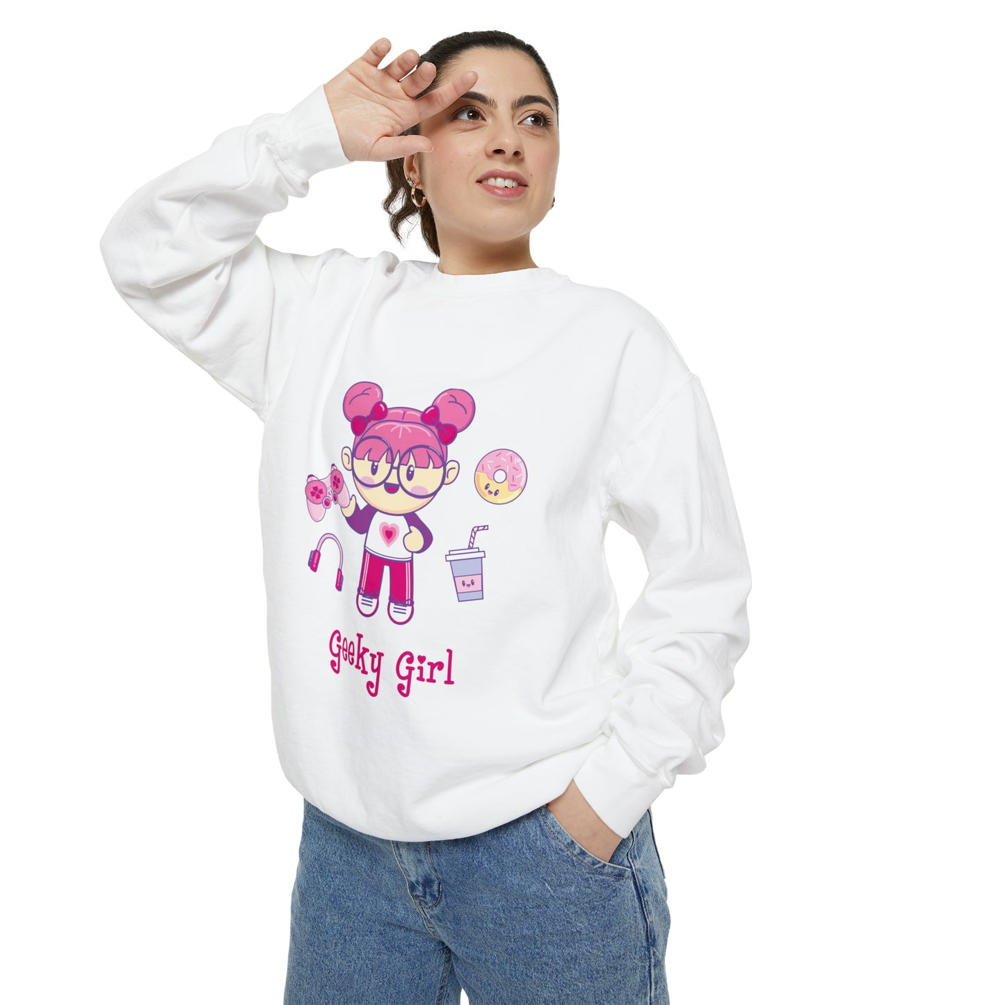 Geek Girl - Unisex Garment-Dyed Sweatshirt