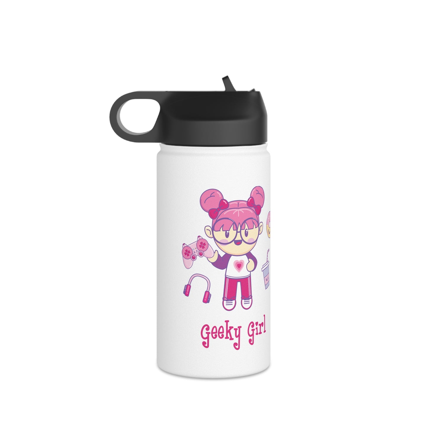 Geek Girl - Stainless Steel Water Bottle, Standard Lid